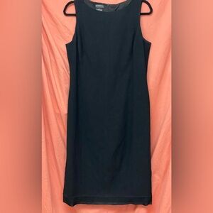 Liz Claiborne Classic Black Sleeveless Linen Blend Lined Sheath Midi Dress Sz12